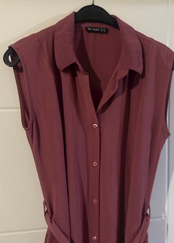 Kuşaklı gül kurusu Kadın Uzun Elbise - Görsel 2