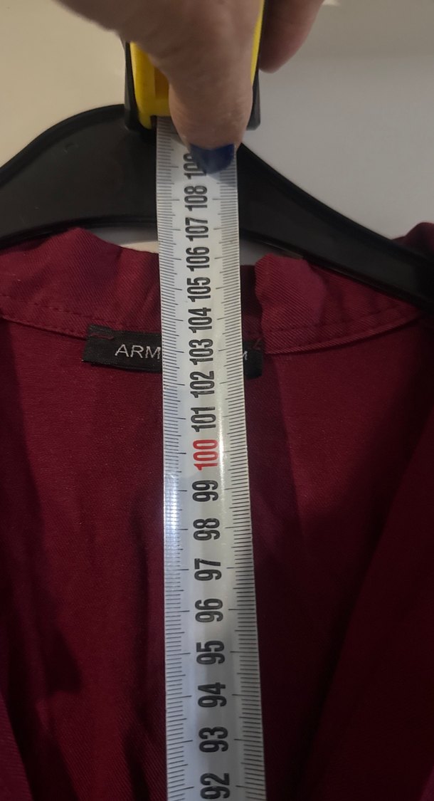 Bordo Düğmeli gömlek Elbise - Görsel 5