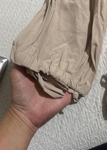 Bej Rahat Kesim Keten Kadın Pantolon - Görsel 2