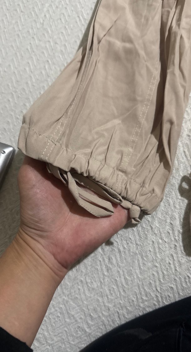 Bej Rahat Kesim Keten Kadın Pantolon - Görsel 2