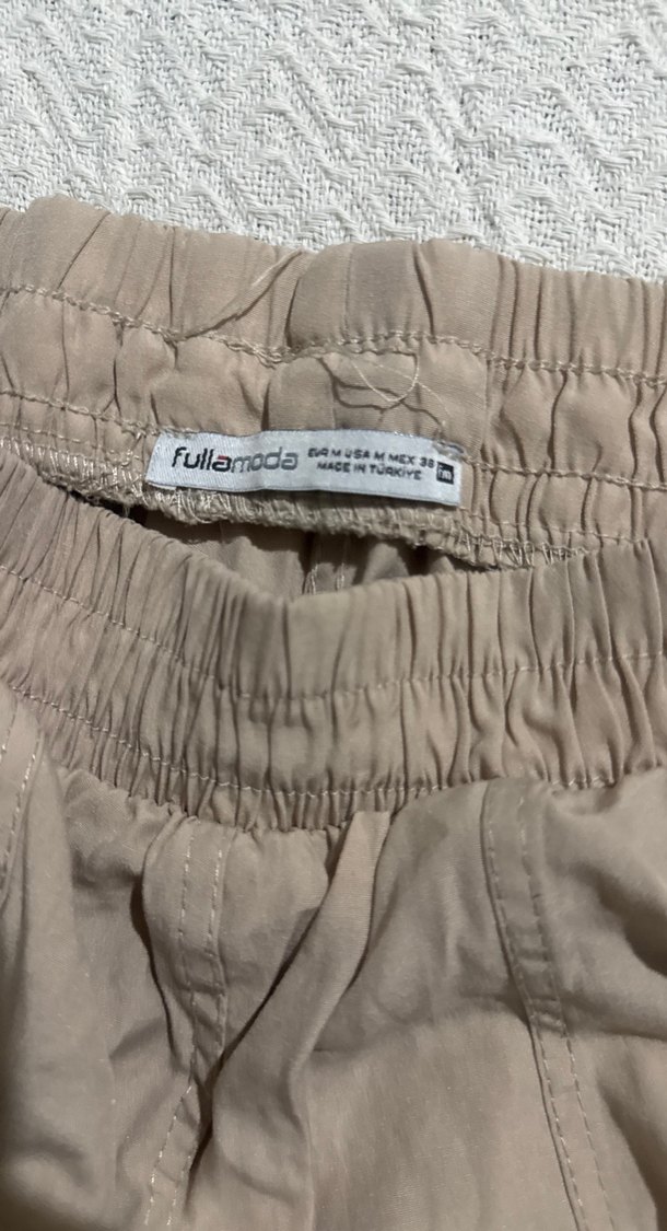 Bej Rahat Kesim Keten Kadın Pantolon - Görsel 4