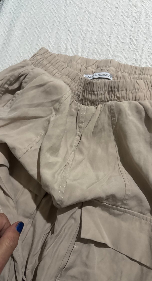 Bej Rahat Kesim Keten Kadın Pantolon - Görsel 3