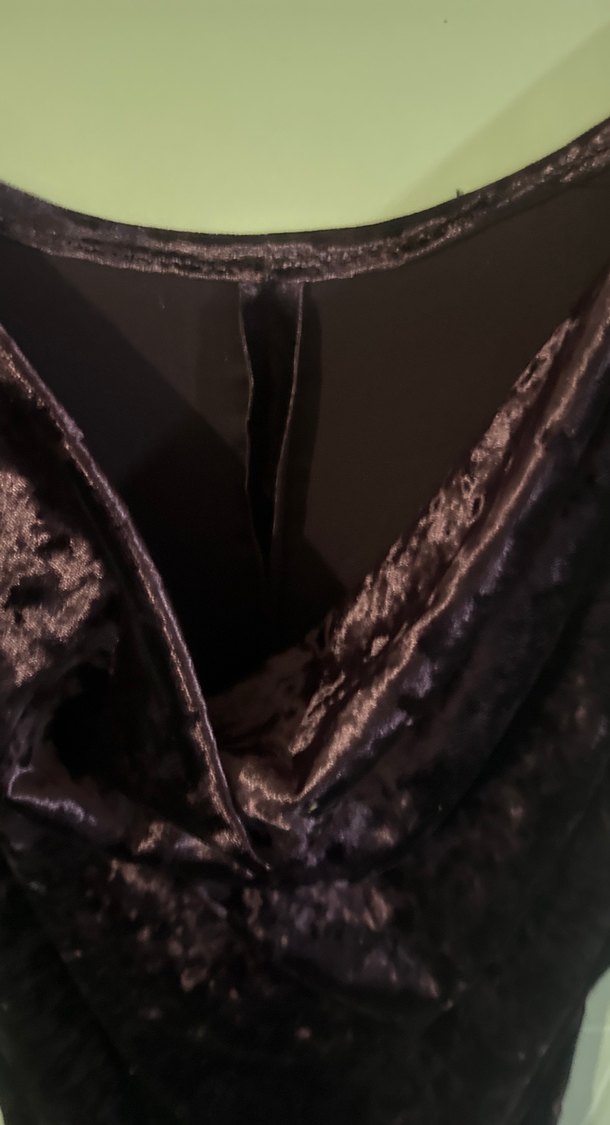 Mor Drapeli Midi Gotik kadife Abiye Elbise - Görsel 4