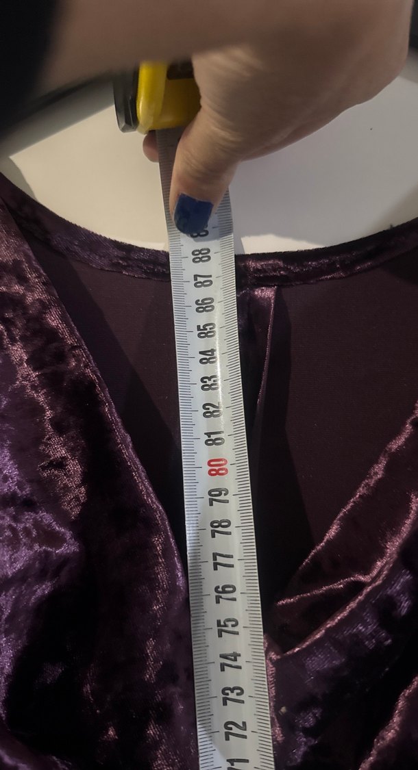 Mor Drapeli Midi Gotik kadife Abiye Elbise - Görsel 5