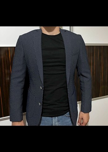Diğer Erkek Gri Düğmeli Notch Yaka Ceket