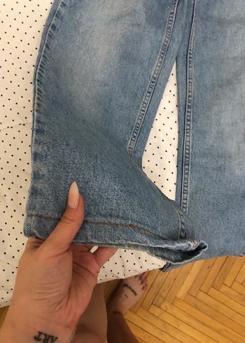Diğer Gri Mavi Kadın Bol Kesim Kot Pantolon