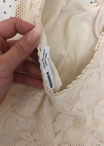 Bershka Bej Dantel İşlemeli Bohem Midi Elbise