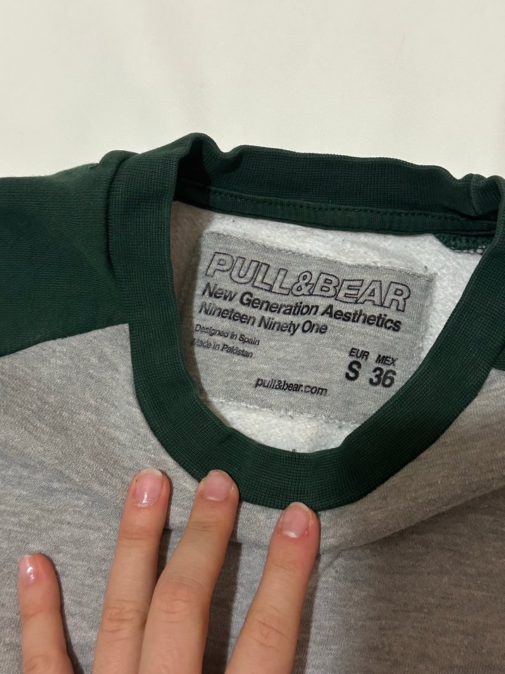 Gri Haki Yeşil Raglan Kollu Unisex Sweatshirt - Görsel 3