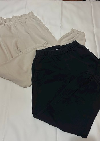 Siyah Ve Krem Kadın Rahat Kesim Eşofman Altı - Görsel 2