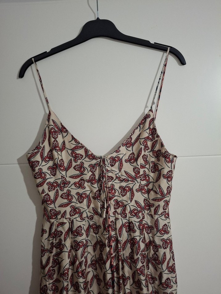 Bordo Bağcıklı Uzun Bohem Elbise - Görsel 3