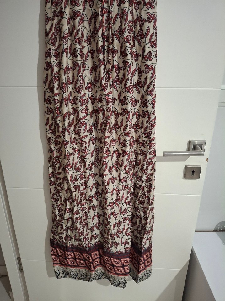 Bordo Bağcıklı Uzun Bohem Elbise - Görsel 2