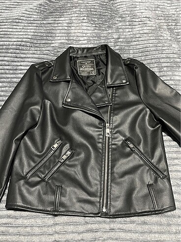 Quzu biker deri ceket