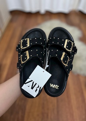 Zara Siyah Tokalı Platform Topuklu Terlik