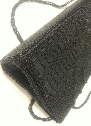universal Beden siyah Renk Boncuk işlemeli ithal abiye çanta