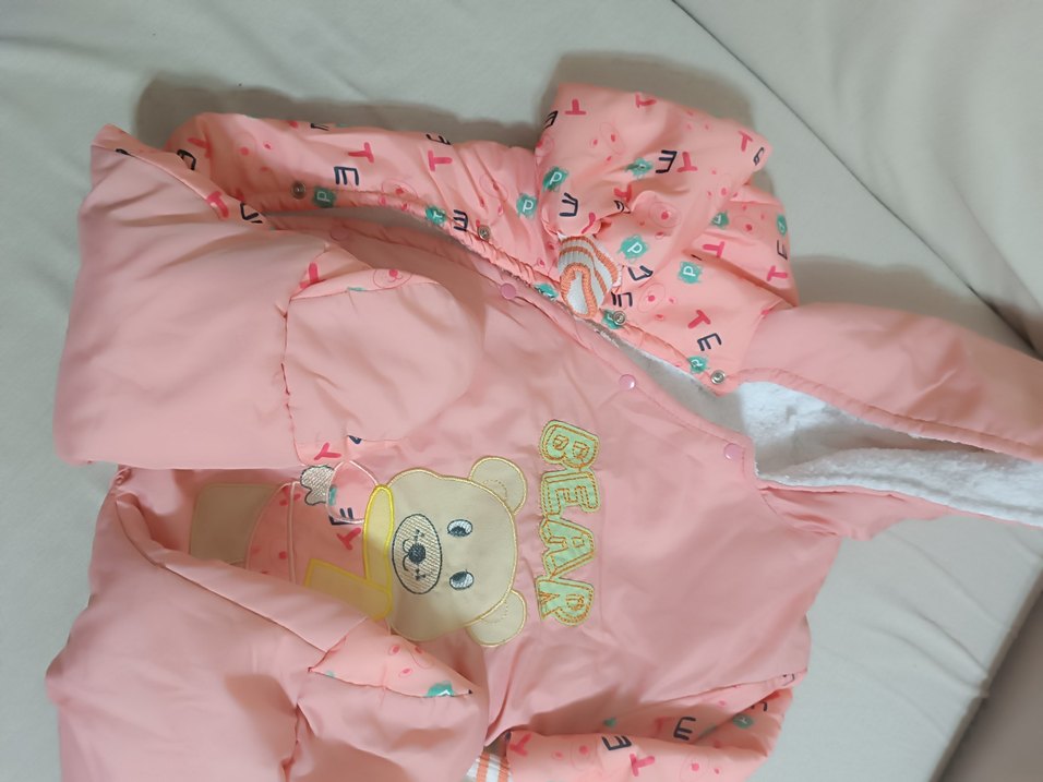 Kapüşonlu Pembe Bebek Tulumu - Görsel 4