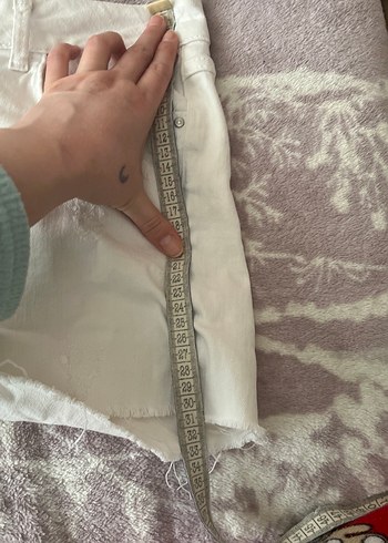 Beyaz Kadın Mini Denim Şort - Görsel 6