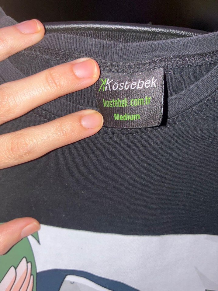 Siyah Baskılı Pamuklu tişört - Görsel 2