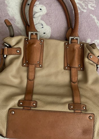 Banan republic Bej Deri Tokalı Bohem Kadın Çanta - Görsel 6