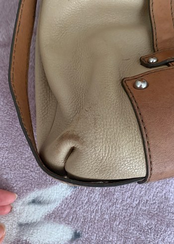 Banan republic Bej Deri Tokalı Bohem Kadın Çanta - Görsel 4