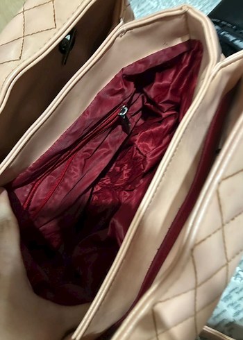 Chanel pudra pembesi Parlak Zincir Detaylı Deri Kadın Çanta - Görsel 2