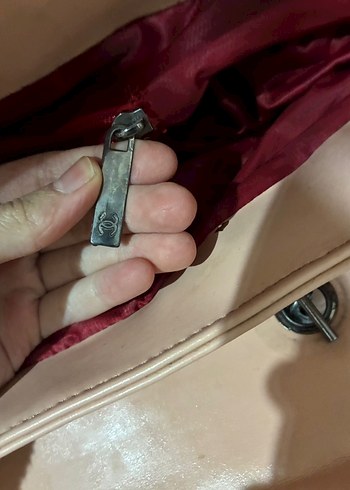 Chanel pudra pembesi Parlak Zincir Detaylı Deri Kadın Çanta - Görsel 3