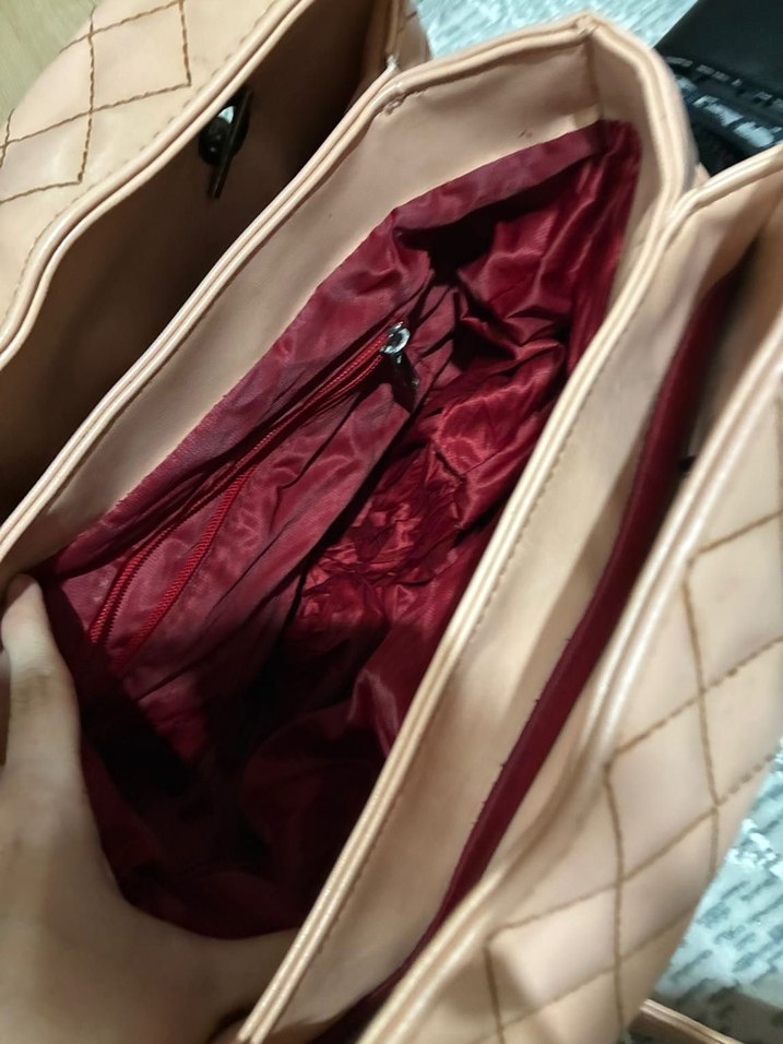 Chanel pudra pembesi Parlak Zincir Detaylı Deri Kadın Çanta - Görsel 2