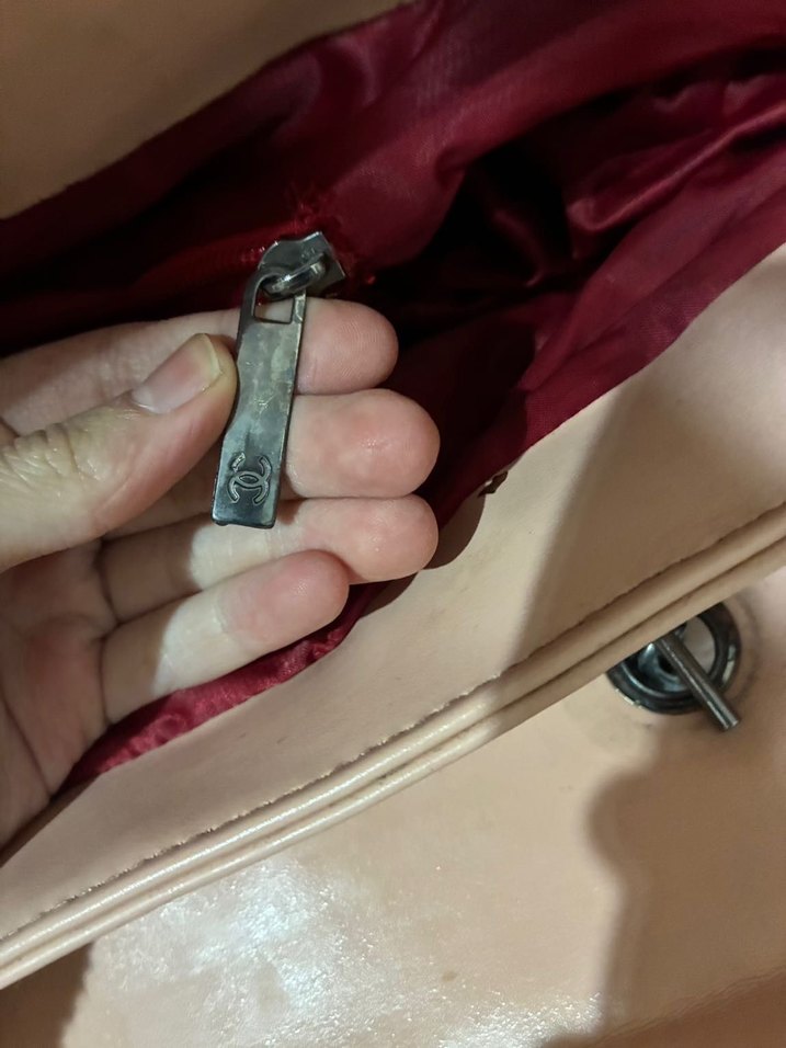 Chanel pudra pembesi Parlak Zincir Detaylı Deri Kadın Çanta - Görsel 3