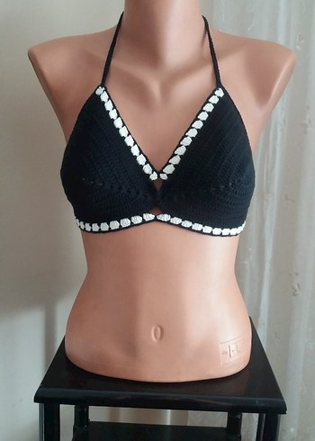 Siyah Beyaz Kenarlı Mini Bustiyer