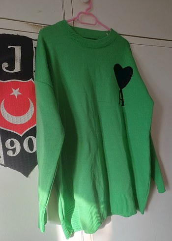 Yeşil Bisiklet Yaka Örgü Kadın Kazak - Görsel 2