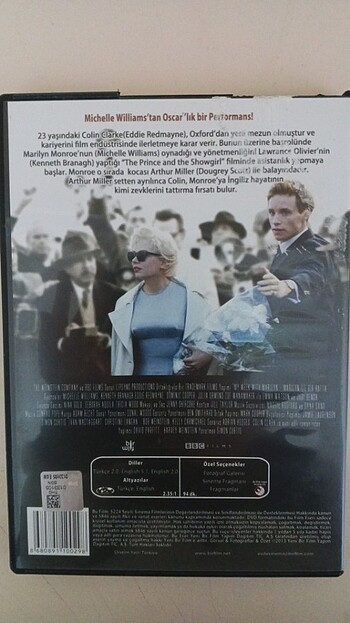  Marilyn ile Bir hafta dvd