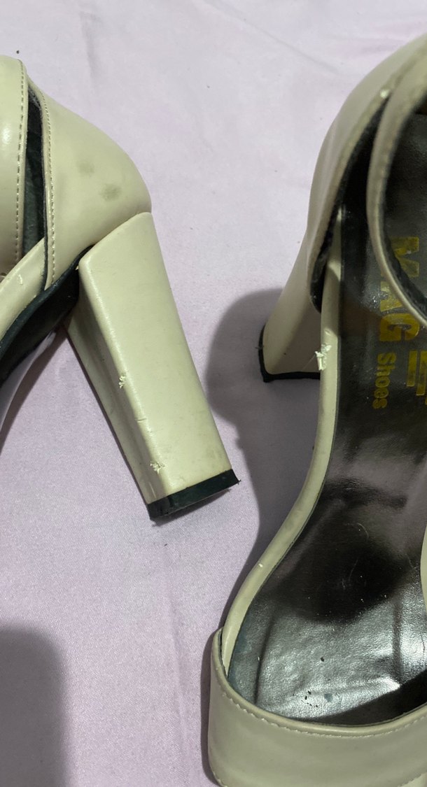 Bej Tokalı kalın Topuklu Kadın Ayakkabı - Görsel 2