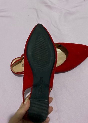 Kırmızı Kadın Süet  Babet - Görsel 3