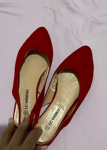 Kırmızı Kadın Süet  Babet - Görsel 2