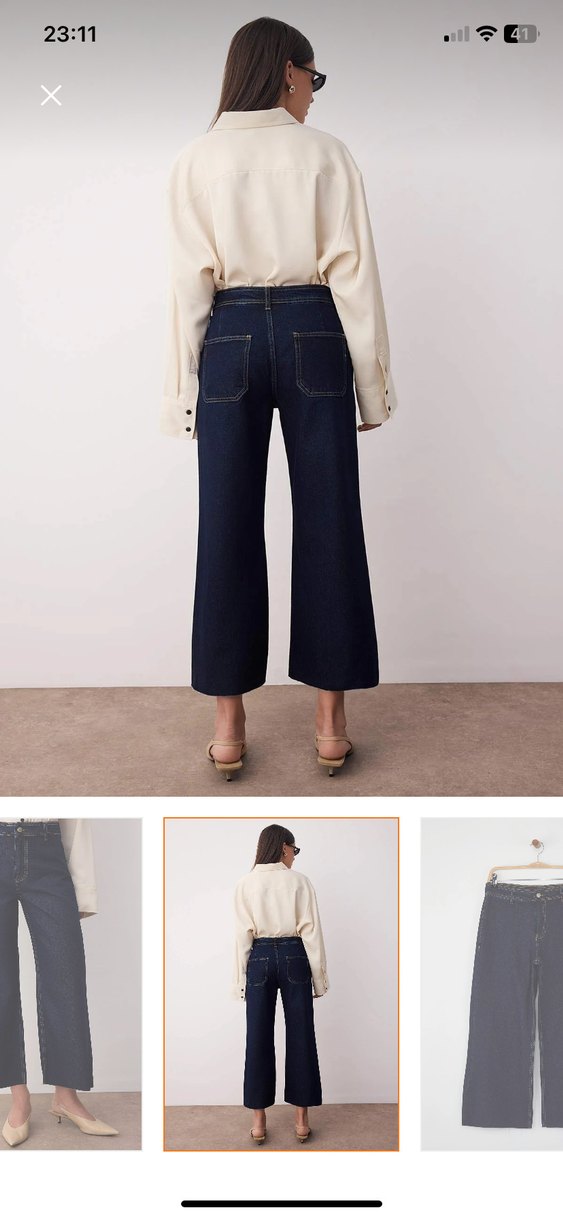 Kot Pantolon culotte bilek boy - Görsel 2