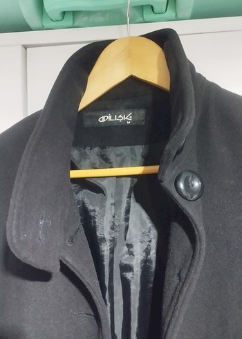 adil ışık Siyah kaşe Kaban - Görsel 5