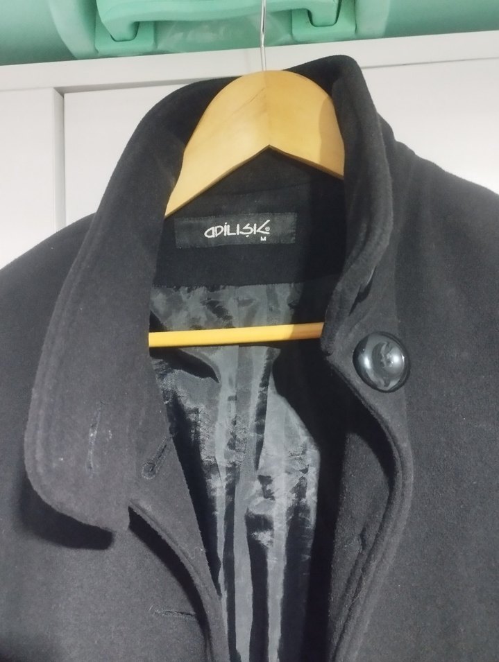 adil ışık Siyah kaşe Kaban - Görsel 5