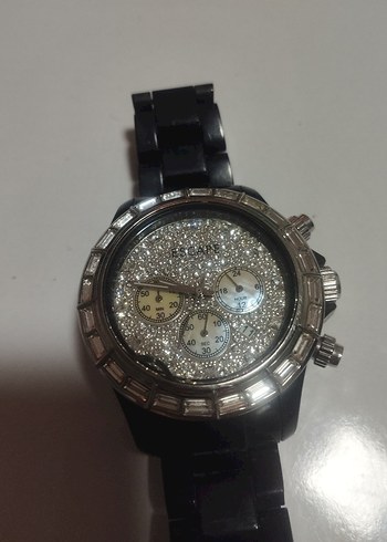 escape Siyah Parlak Taşlı Kadın Kol Saati - Görsel 5