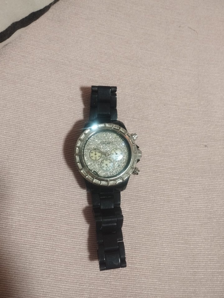 escape Siyah Parlak Taşlı Kadın Kol Saati - Görsel 2