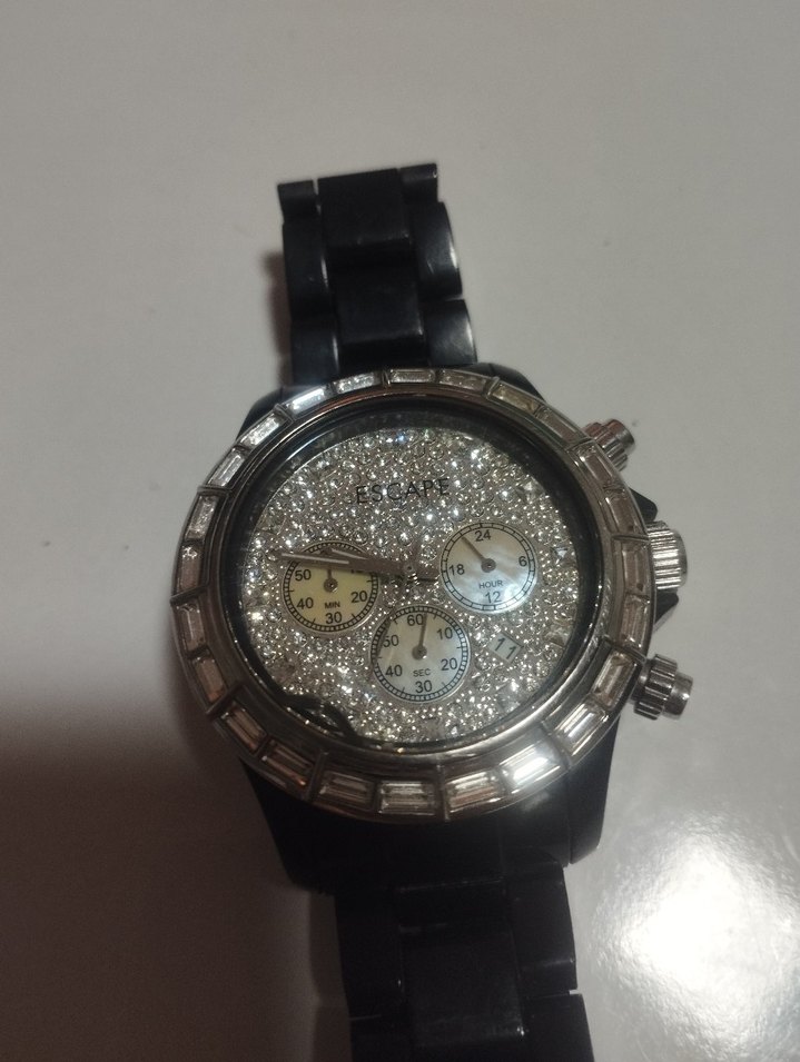 escape Siyah Parlak Taşlı Kadın Kol Saati - Görsel 5