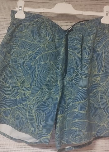 Erkek Mavi Desenli Kemerli Mini Şort - Görsel 2