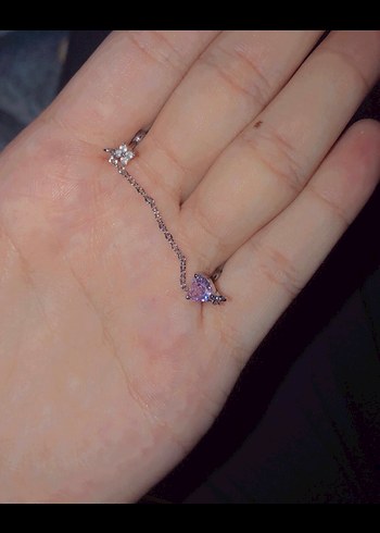  Beden Mor Taşlı Zincir Detaylı piercing