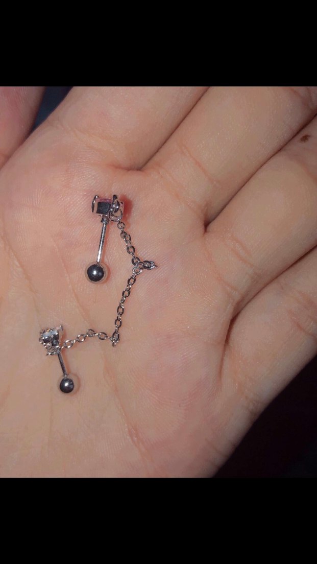 Mor Taşlı Zincir Detaylı piercing - Görsel 3