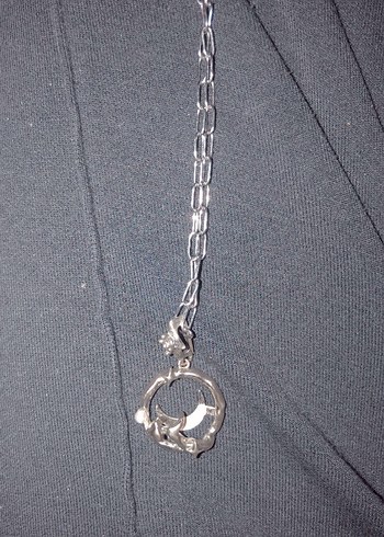 Gri Zincir Detaylı Gotik Kadın Kolye