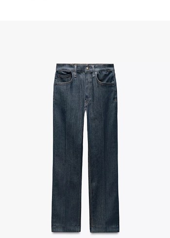 Zara Gri Lacivert Midi Kadın Denim Pantolon