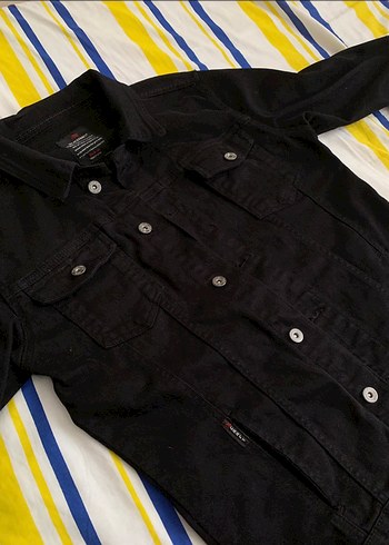 m Beden Düğmeli Siyah Denim Kadın Ceket