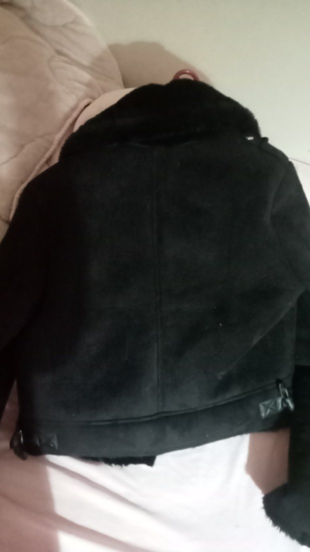 Siyah Süet Kadın Crop Biker Ceket - Görsel 2