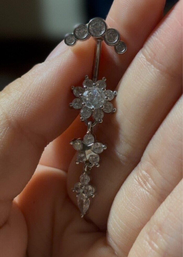 Sallantılı Göbek piercing(silver) - Görsel 2