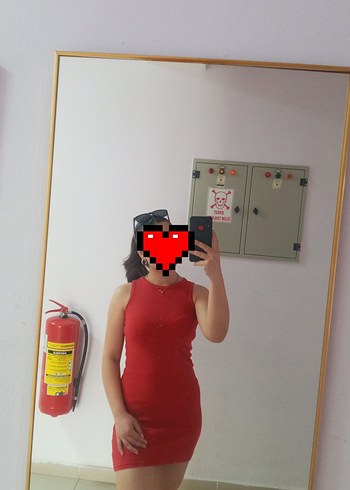Kırmızı halter yaka Mini Elbise