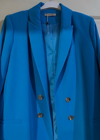 Mavi Kadın Düğmeli Midi Blazer Ceket - Görsel 2