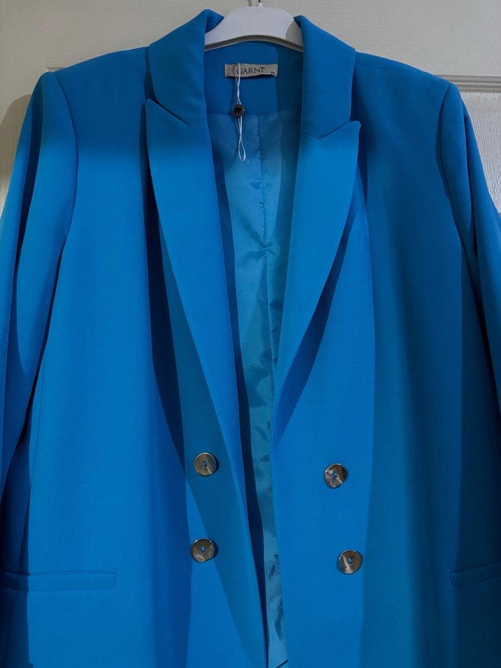 Mavi Kadın Düğmeli Midi Blazer Ceket - Görsel 2